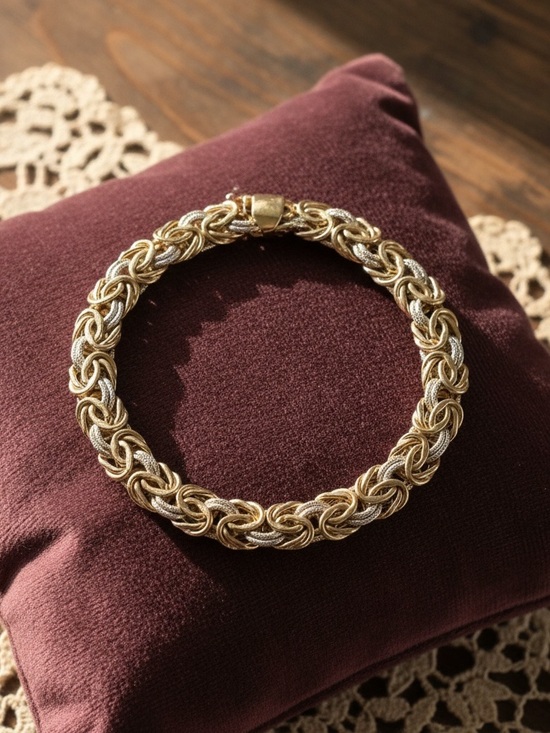 925 Sterling Silver Jewelry - Classic Two-Tone Italian Rosetta Scalare bracelet Stamped